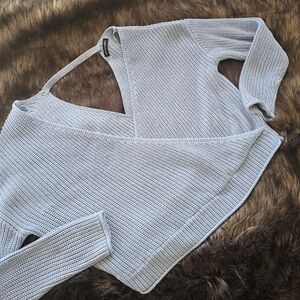 Baby Blue Shaker Knit Cotton Rich Spring Sweater Sz. Large